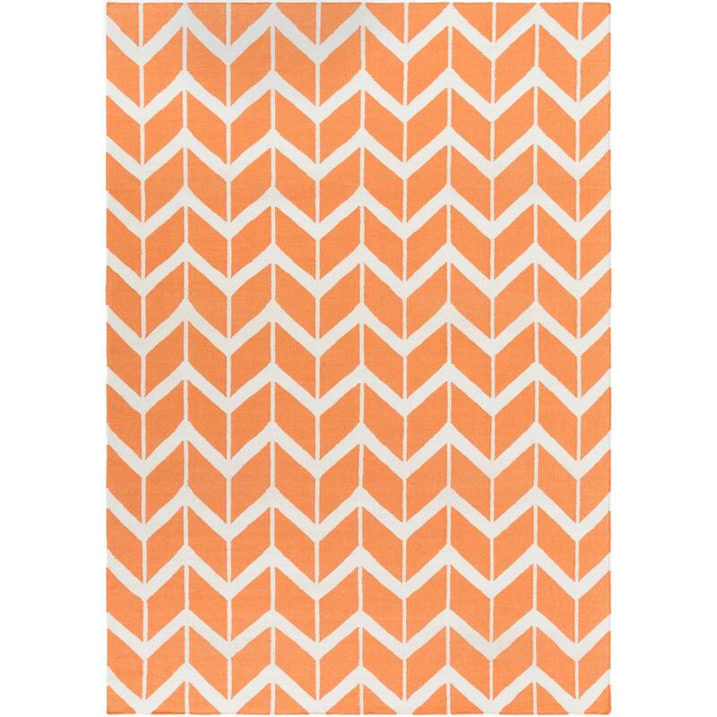 Hand-woven Awans Papaya Wool Area Rug - 8' x 11' - 8' x 11'