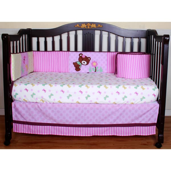 Shop Geenny Pink Teddy Bear 13 Piece Crib Bedding Set Overstock