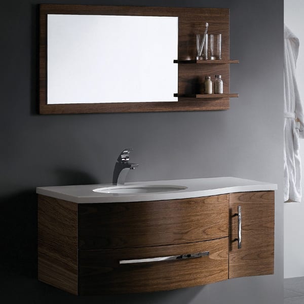 Vigo 44 Inch Single Bathroom Vanity With Mirror And Shelves Vigo 44 Inch Single Bathroom Vanity