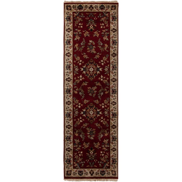 Hand knotted Bravada Burgundy Wool Rug (26 x 8)  