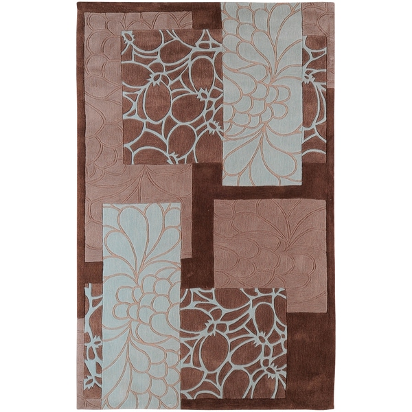 Hand-tufted Midelt Grey Floral Squares Area Rug - 9' x 13'