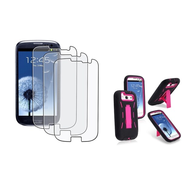 INSTEN Hybrid Phone Case Cover/ Anti-glare Protector for Samsung Galaxy S III/ S3