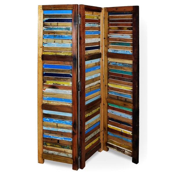 Shop Ecologica Reclaimed Wood 3-Panel Decorative Screen - Free Shipping ...