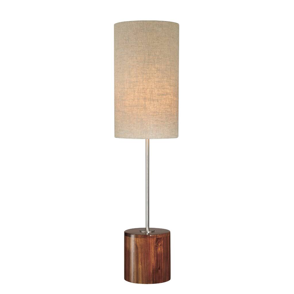 Linen Shade with Wood Base Table Lamp