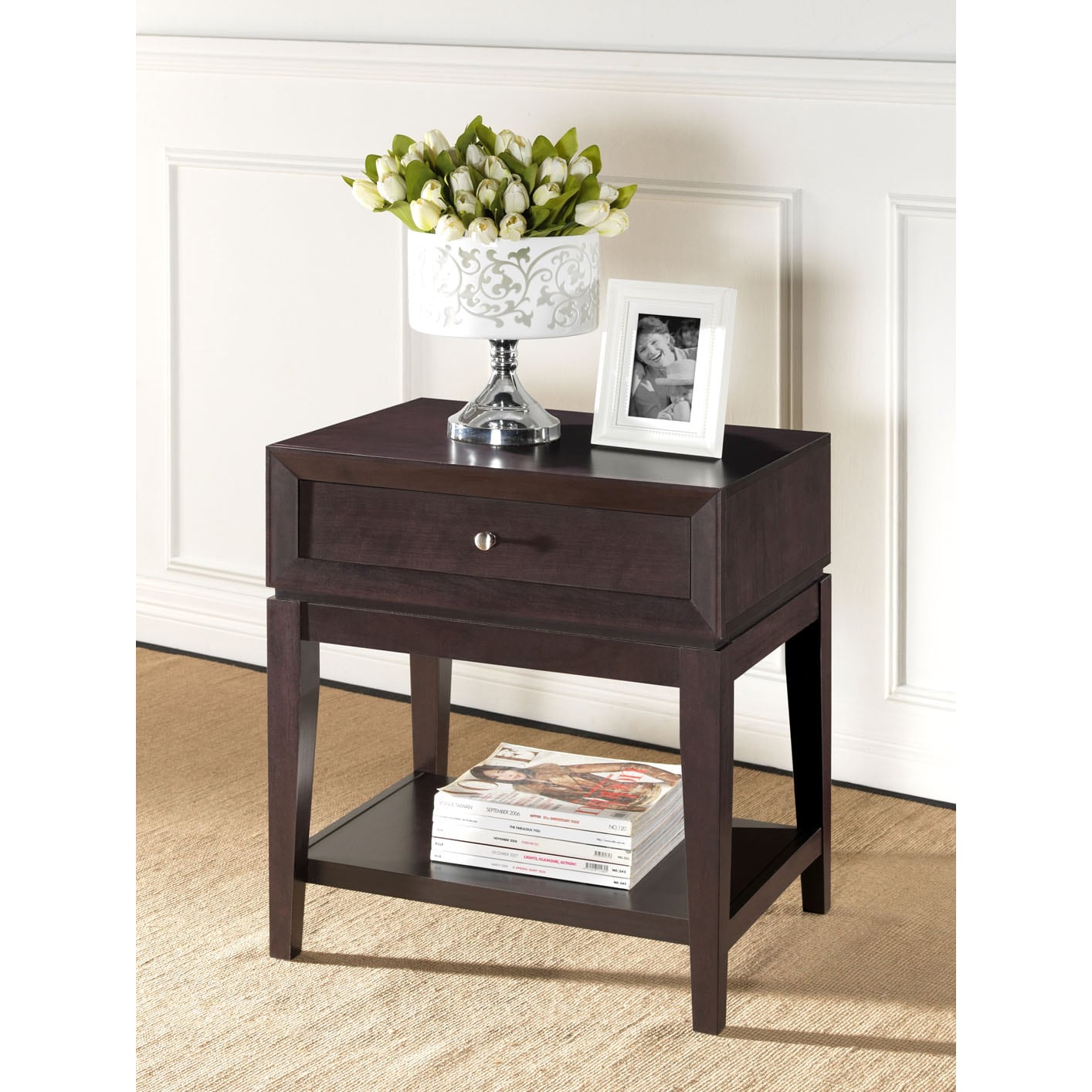 Leelanau Brown Modern Nightstand Today $75.99 3.6 (7 reviews)