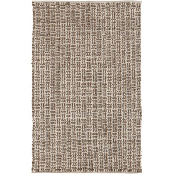slide 2 of 6, Hand-woven Solid Casual Beige Tampico Wool Area Rug - 8' x 11' - 8' x 11' 8' x 11' - Brown