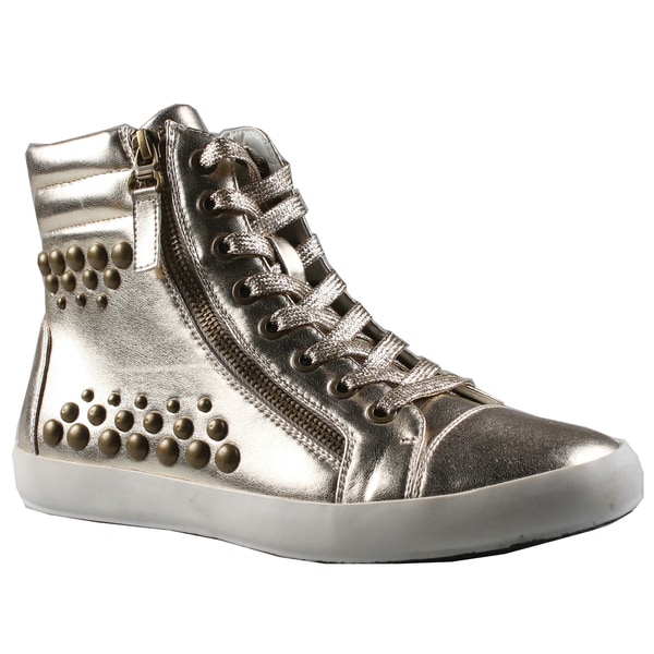 Refresh by Beston Women's 'Melba' Gold High Top Studded Sneakers Refresh Sneakers