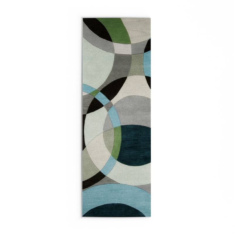 Mayflower Handmade Modern Circles Wool Area Rug