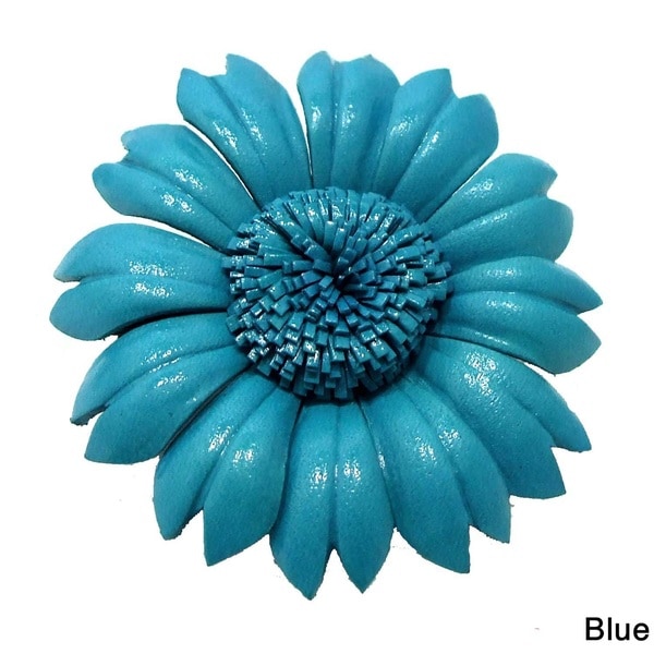 Sunflower Genuine Leather 2 in 1 Floral Pin or Hairclip (Thailand) Brooches & Pins