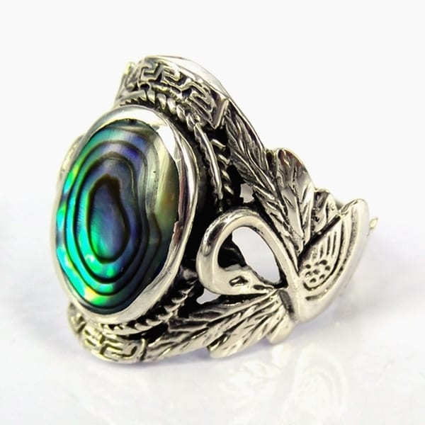 Beautiful Couple Swan Oval Abalone .925 Silver Ring (Thailand) Rings