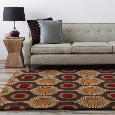 Hand-tufted Bastogne Espresso Moroccan Tile Wool Area Rug - 12' x 15' - 12' x 15'