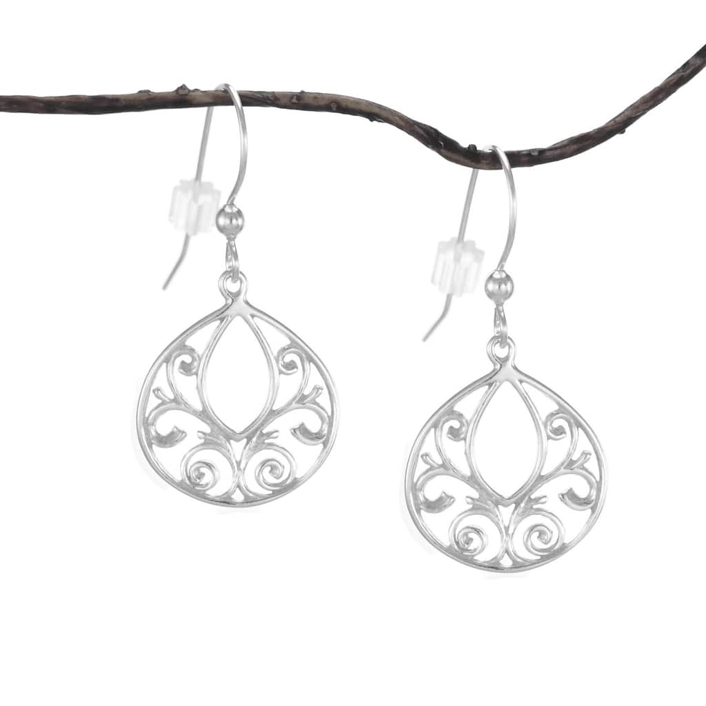 Handmade Jewelry by Dawn Sterling Silver Fancy Filigree Teardrop Earrings (United States)