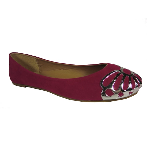 Betani by Beston Women's 'Betty' Fuchsia Metal cap Ballet Flats BETANI Flats