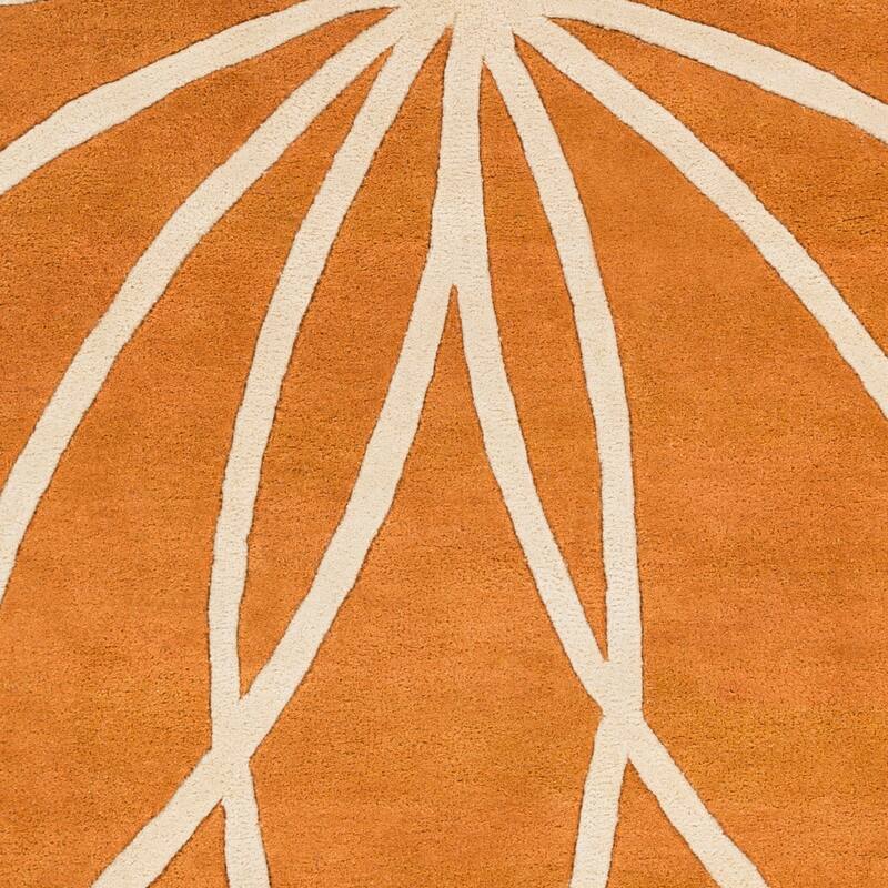 Chamba Handmade Transitional Wool Area Rug - Orange/White 8' Round