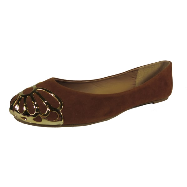 Betani by Beston Women's 'Betty' Tan Metal capped Ballet Flats BETANI Flats