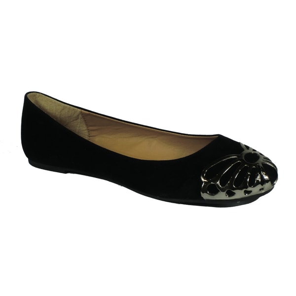 Betani by Beston Women's 'Betty' Black Metal capped Ballet Flats BETANI Flats