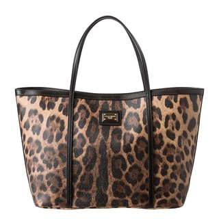 Animal Print Handbags Dolce Gabbana Tan Black Leopard Print Tote Bag