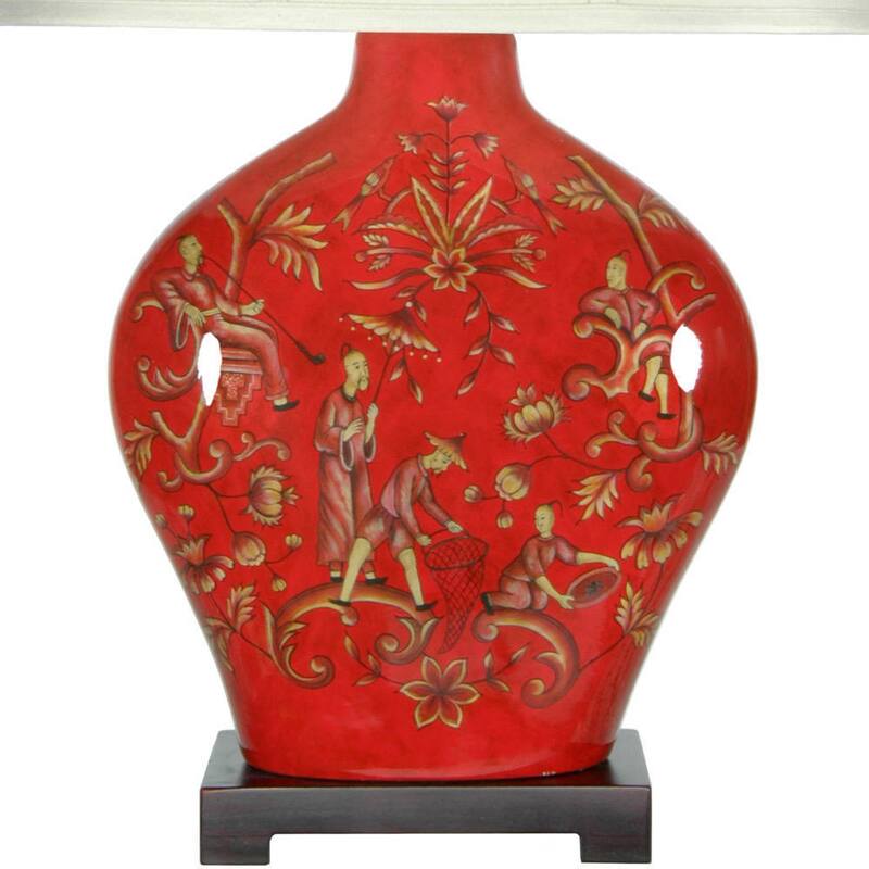 Handmade Fruitful Harvest Porcelain Lamp (China)