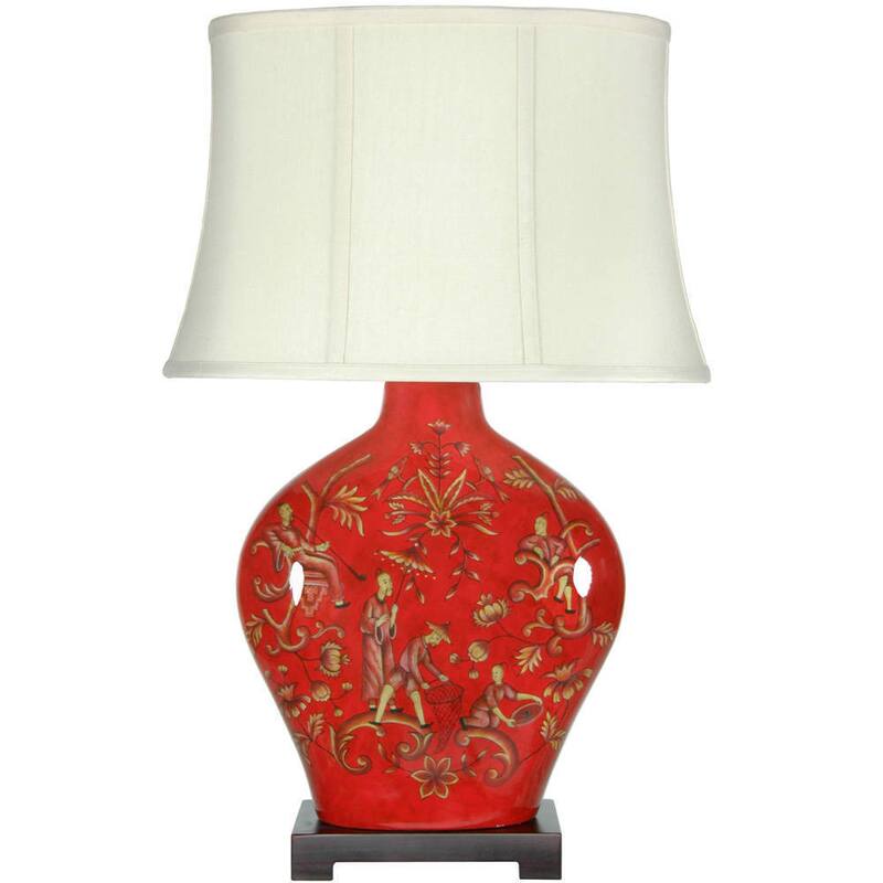 Handmade Fruitful Harvest Porcelain Lamp (China)