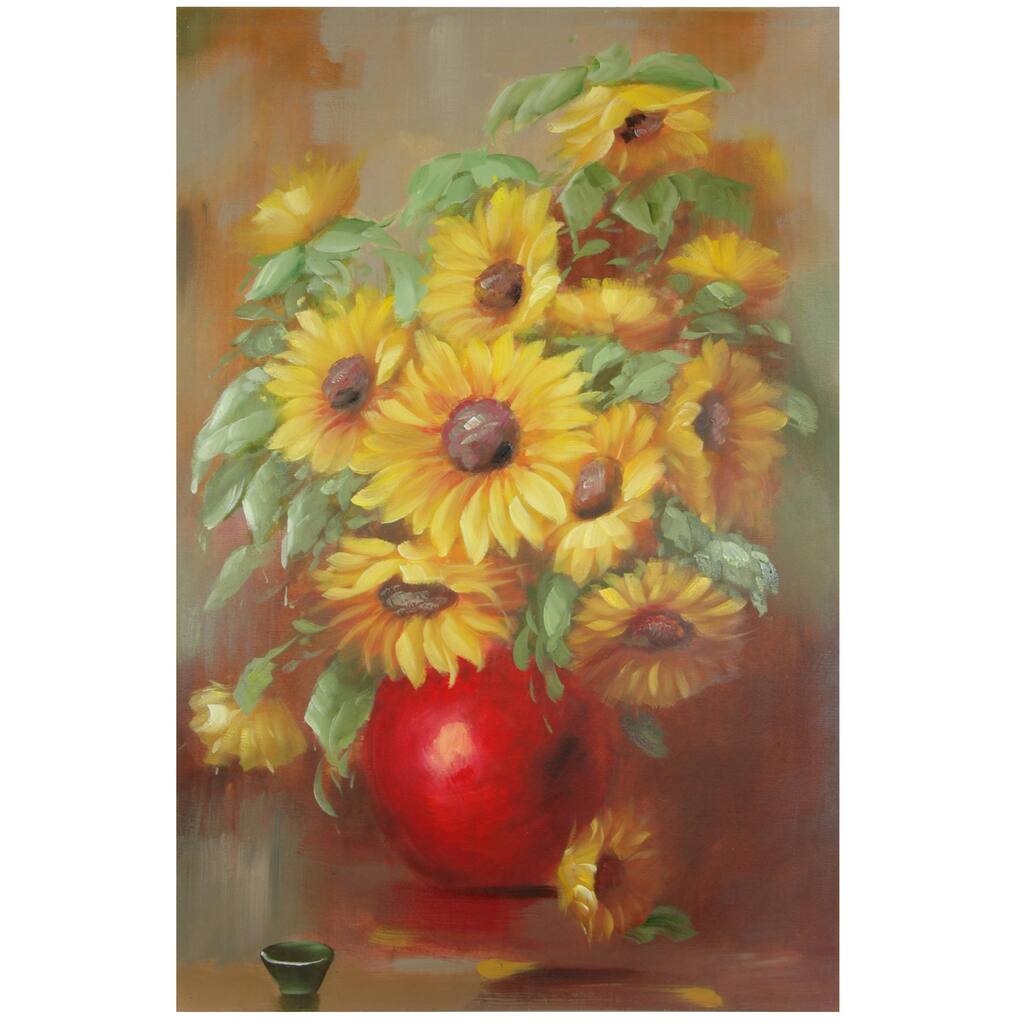 Hand-Painted Sun Flowers Still Life Canvas Art (China)