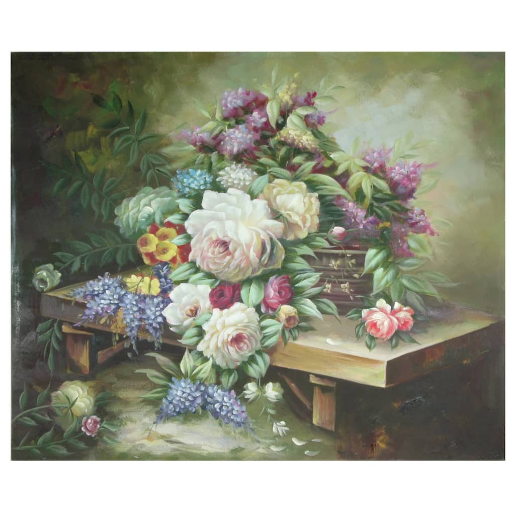 Hand-Painted Table Floral Bouquet Canvas Art (China)