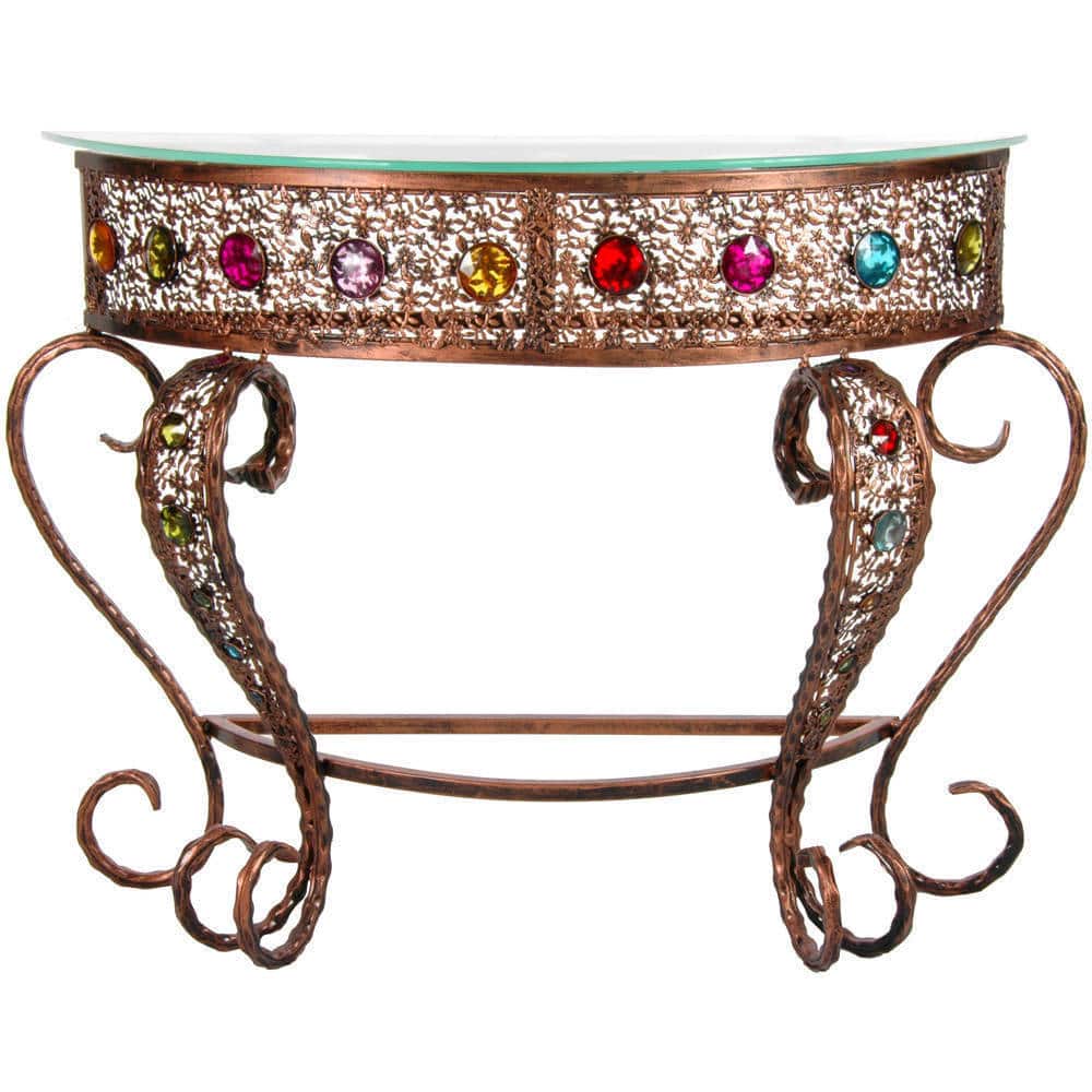 Handmade Bejeweled Crescent End Table (China)