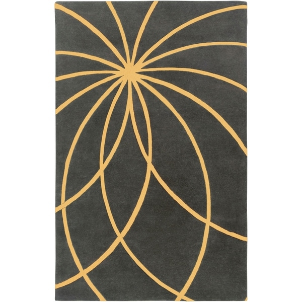 Hand-tufted Beauvechain Iron Ore Floral Wool Area Rug - 5' x 8'