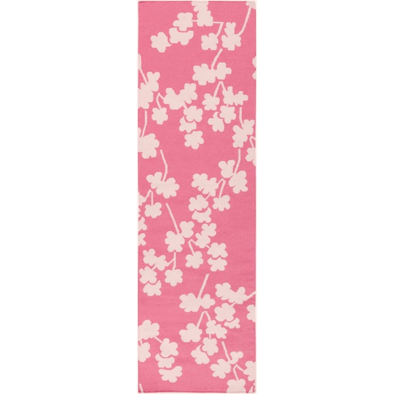 Floral Eklutna Pink Wool Area Rug - 2'6" x 8' Runner - 2' 6" x 8'