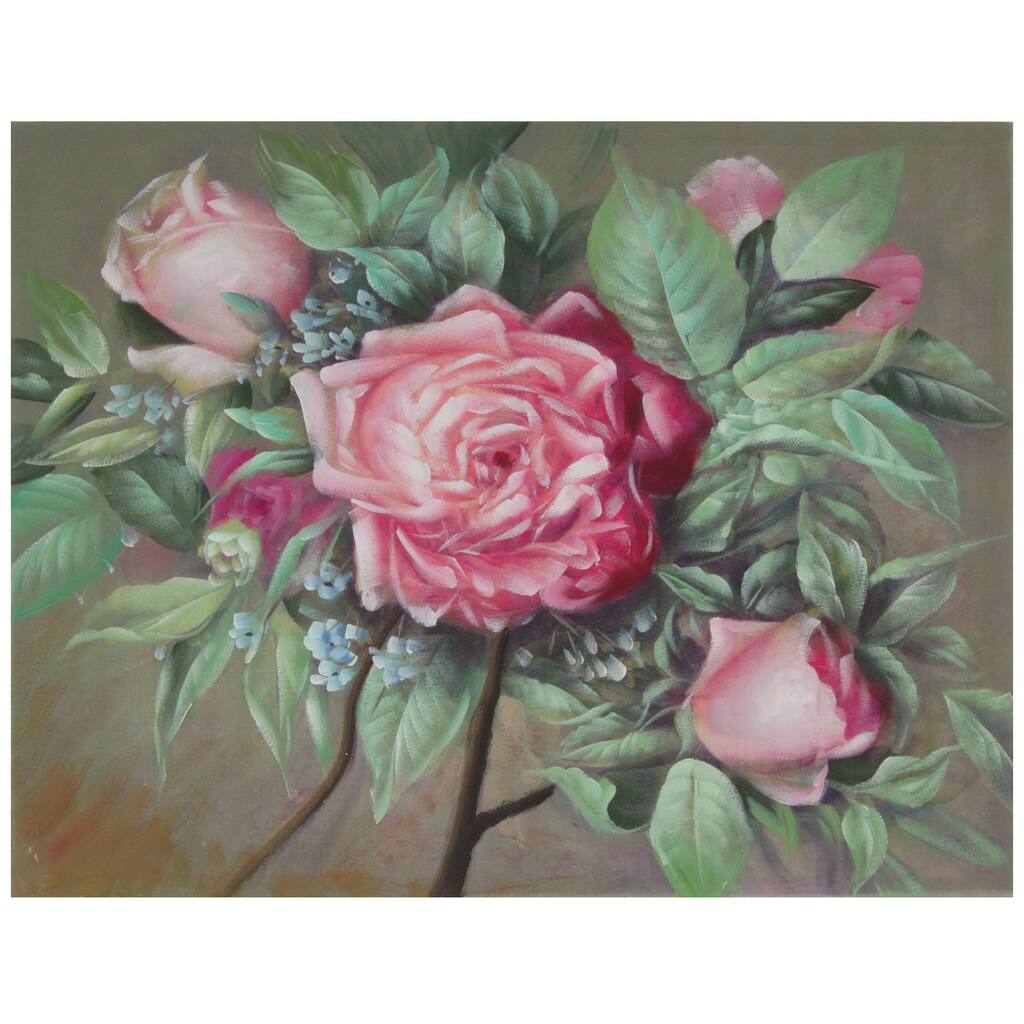 Hand Painted Portrait of a Pink Peony Canvas (China)