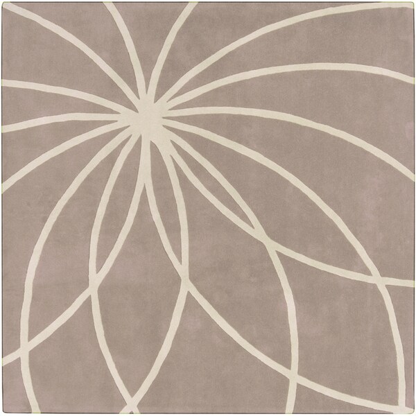 Hand-tufted Beerse Safari Tan Floral Wool Rug (4' Square)