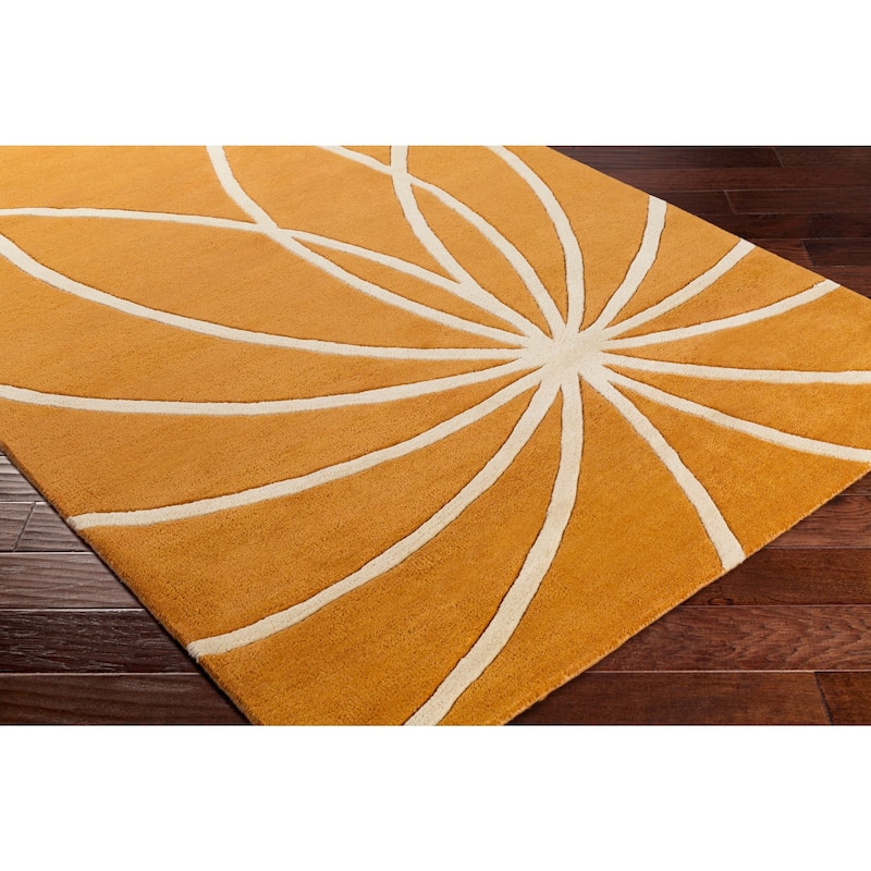 Chamba Handmade Transitional Wool Area Rug - Orange/White 3' x 12' Runner