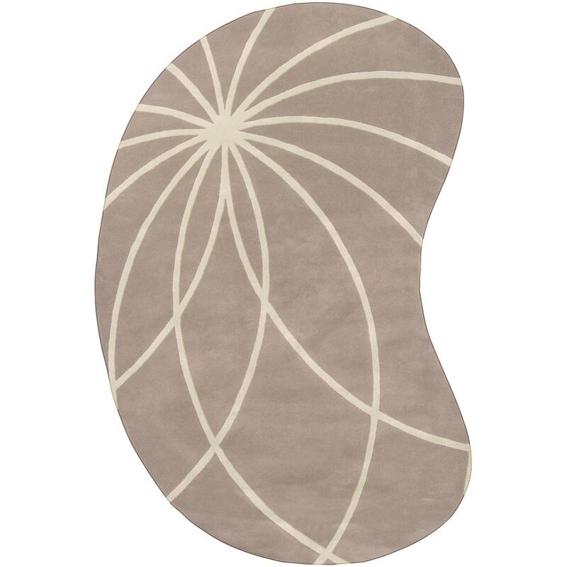 Chamba Handmade Transitional Wool Area Rug - Tan/Cream 8' x 10' Kidney