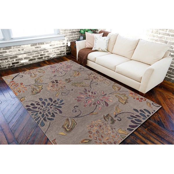 Hand-tufted 'Haines' Grey Wool Area Rug - 5' x 8'