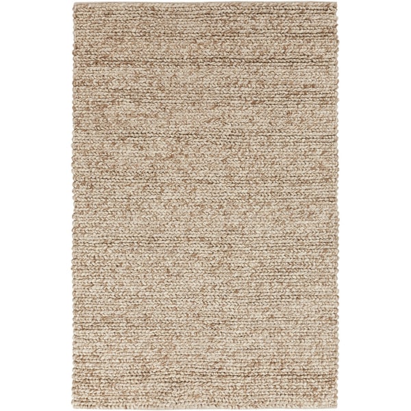 Hand woven Seward Beige Solid Causal Wool Rug (33 x 53)