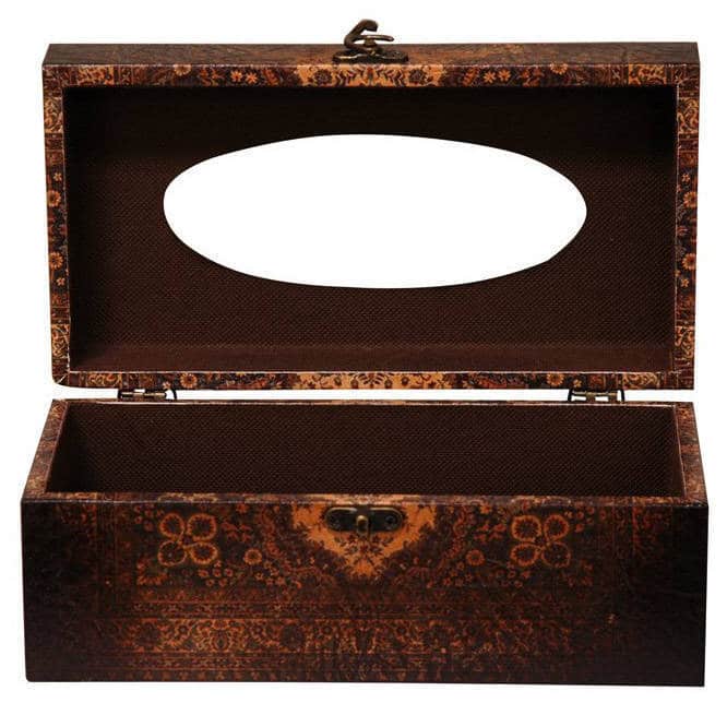 Handmade Old World European Tissue Box - Brown - 10.50"W x 5.50"D x 4.25"H