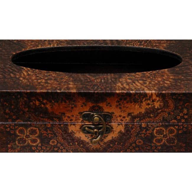 Handmade Old World European Tissue Box - Brown - 10.50"W x 5.50"D x 4.25"H