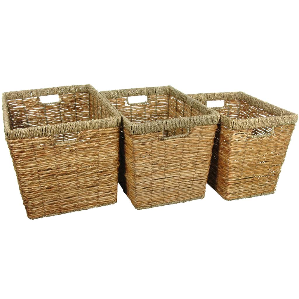 Handmade Natural Rush Grass Storage Bin Set (China)