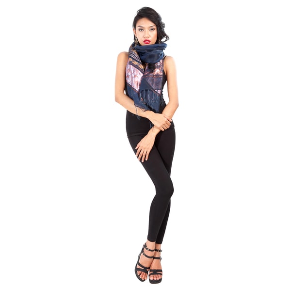 Elegant Navy Blue Silky Assorted Scarf (Indonesia) 1 World Sarongs Scarves & Wraps