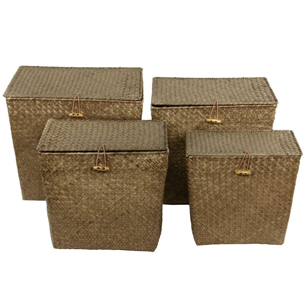 Hand Woven Rush Grass Storage Tote Set (China)