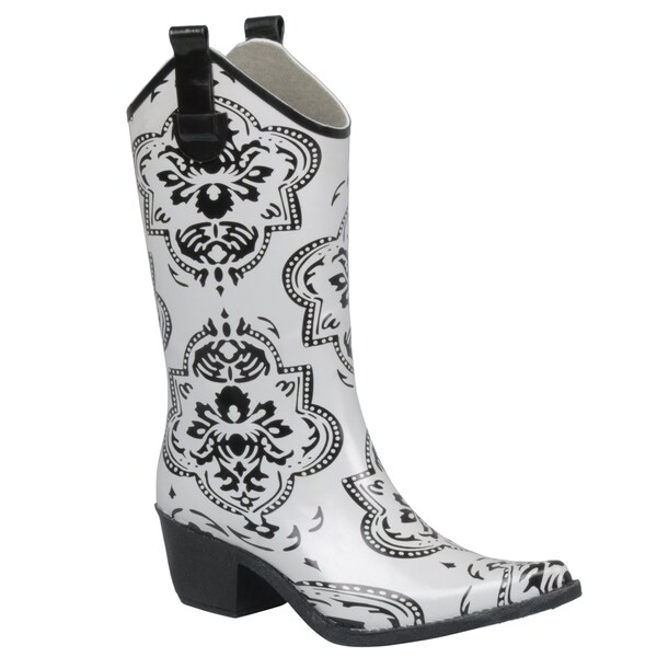 Journee Collection Women's Medallion Print Cowboy Rainboots