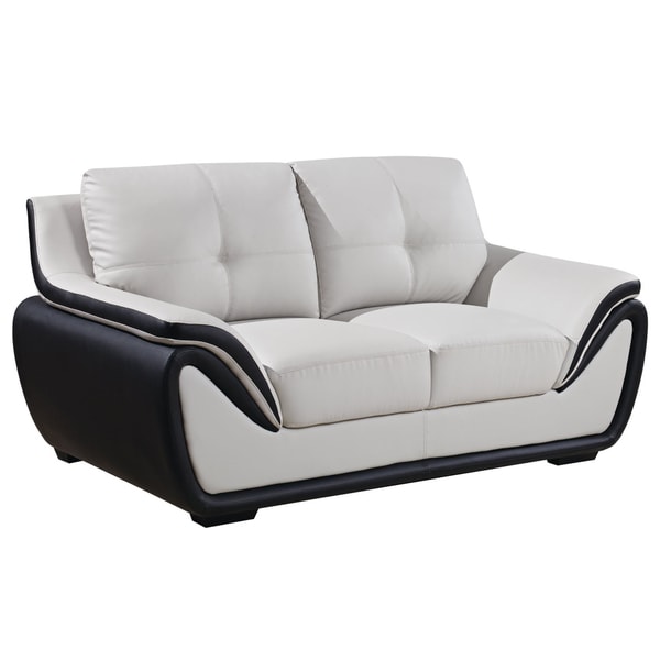 Grey/ Black Bonded Leather Loveseat - Free Shipping Today - Overstock ...