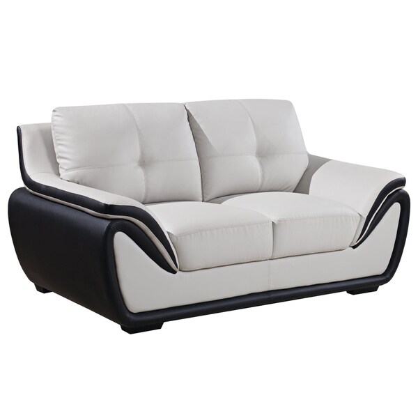 Grey/ Black Bonded Leather Loveseat   15047819  