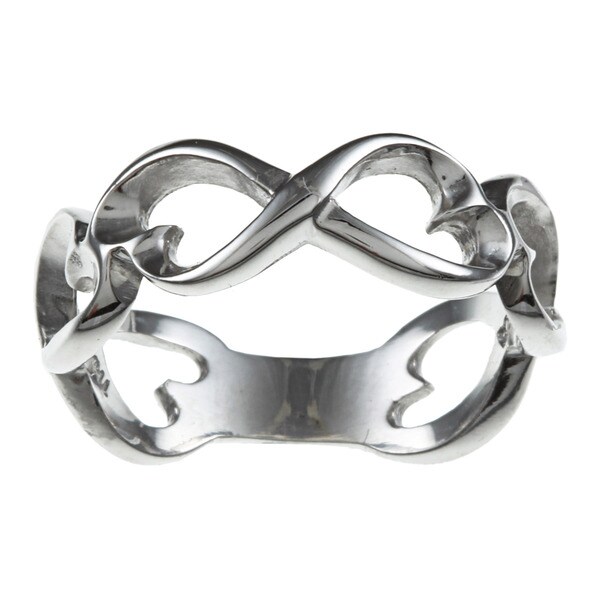 La Preciosa Sterling Silver Infinity Figure 8 Heart Design Ring