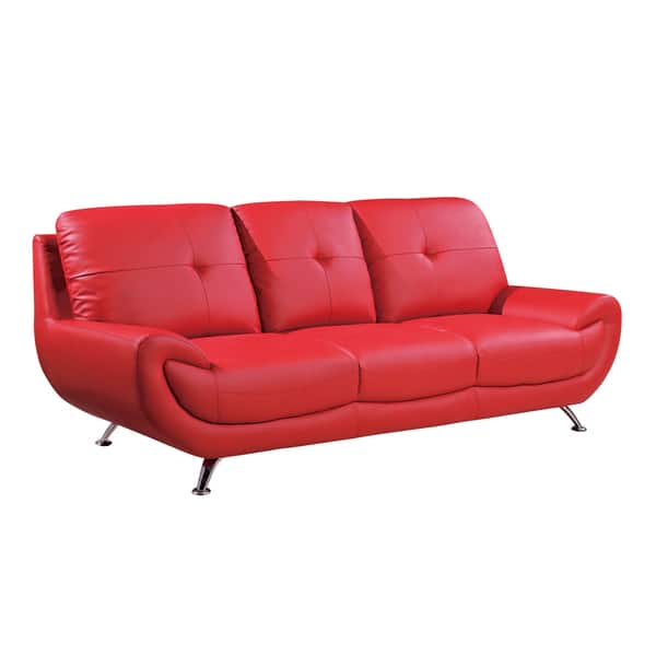 Red Bonded Leather Sofa Bed Bath & Beyond 7628762