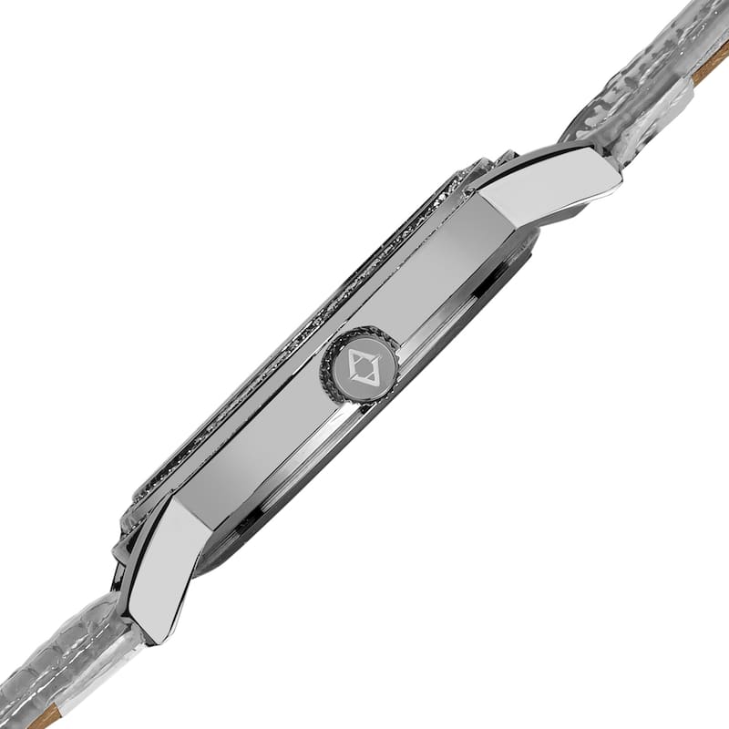 Akribos XXIV Women's Flower Diamond Accent Watch with Gray Strap - silver