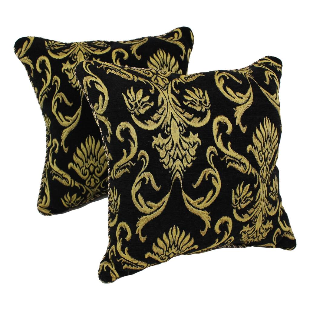 Blazing Needles Chenille Corded Elegant Scroll Throw Pillows (Set of 2)