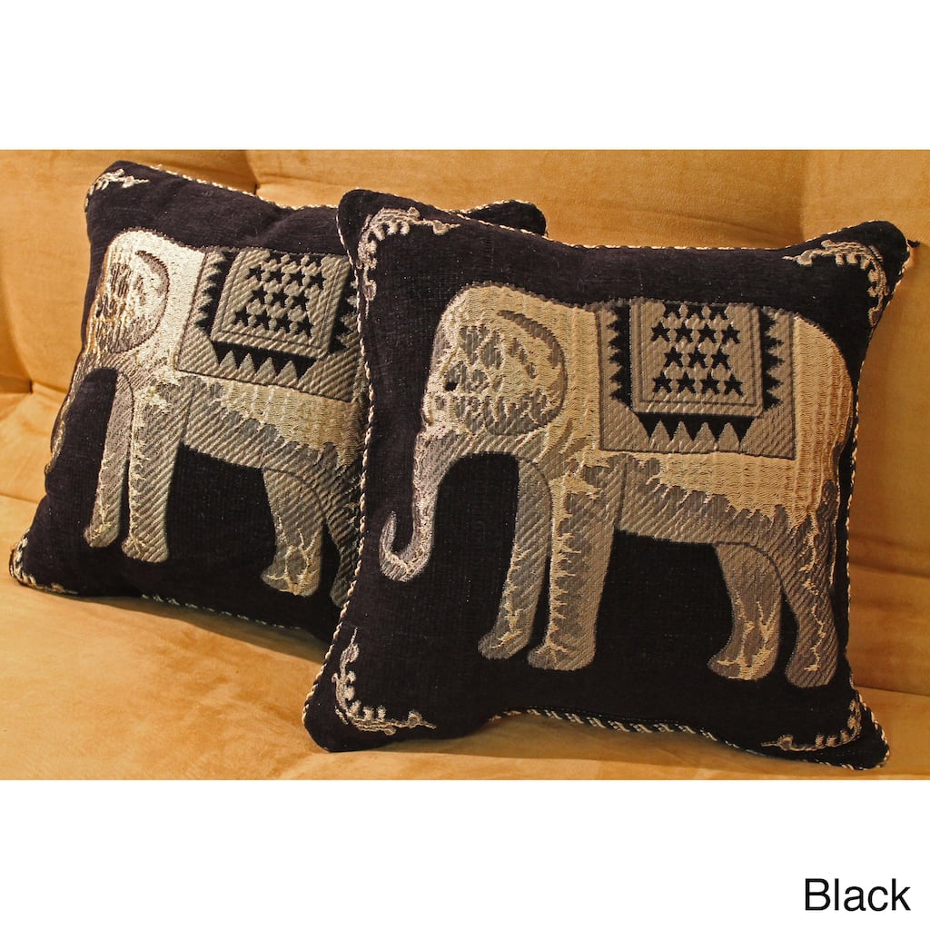 Blazing Needles Chenille Corded Elephants Throw Pillows (Set of 2)