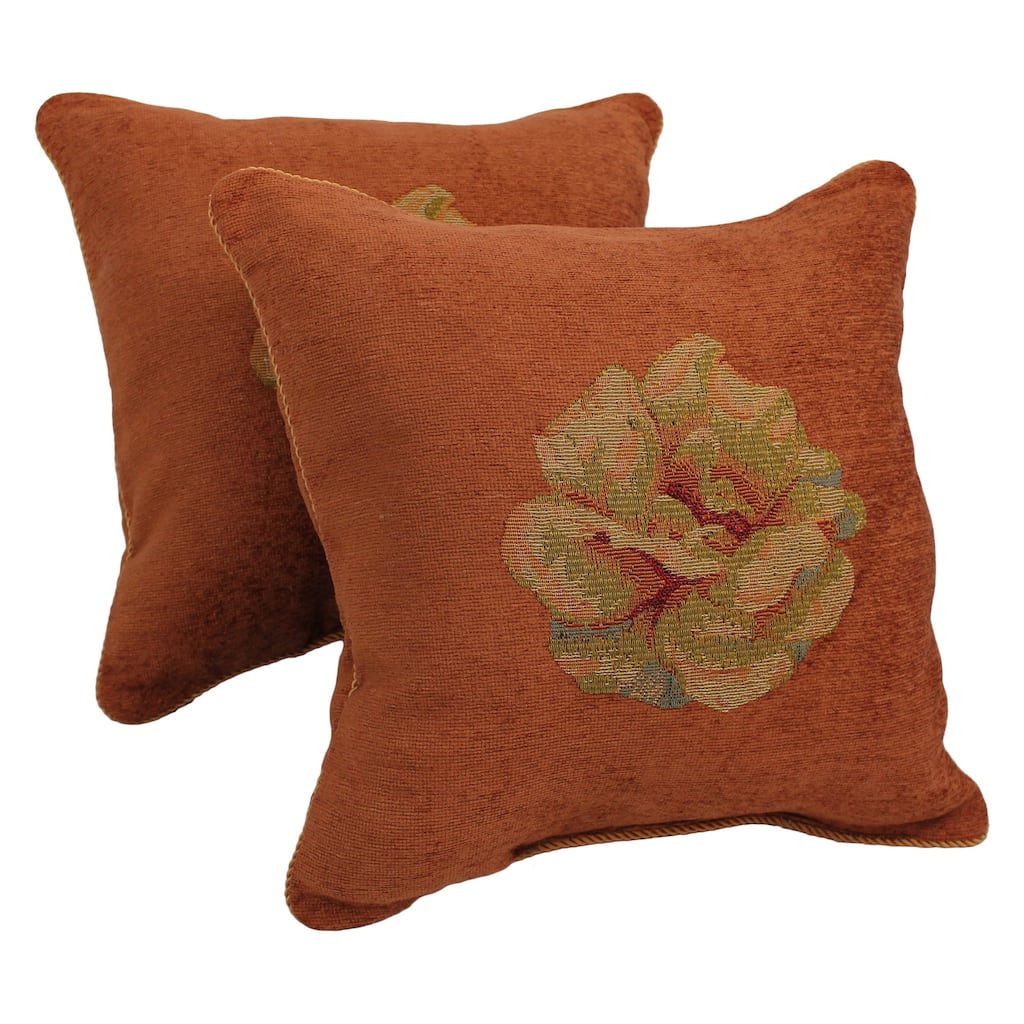 Blazing Needles Chenille Corded Rose Throw Pillows (Set of 2)