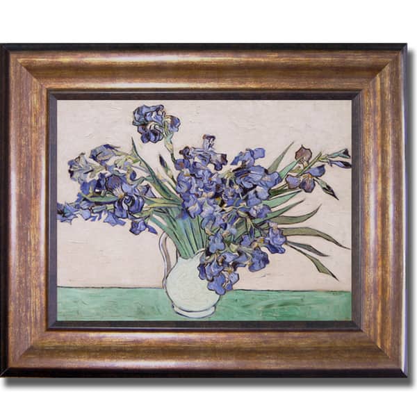 Vincent Van Gogh 'Les Iris' Framed Canvas Art - Overstock - 7630180