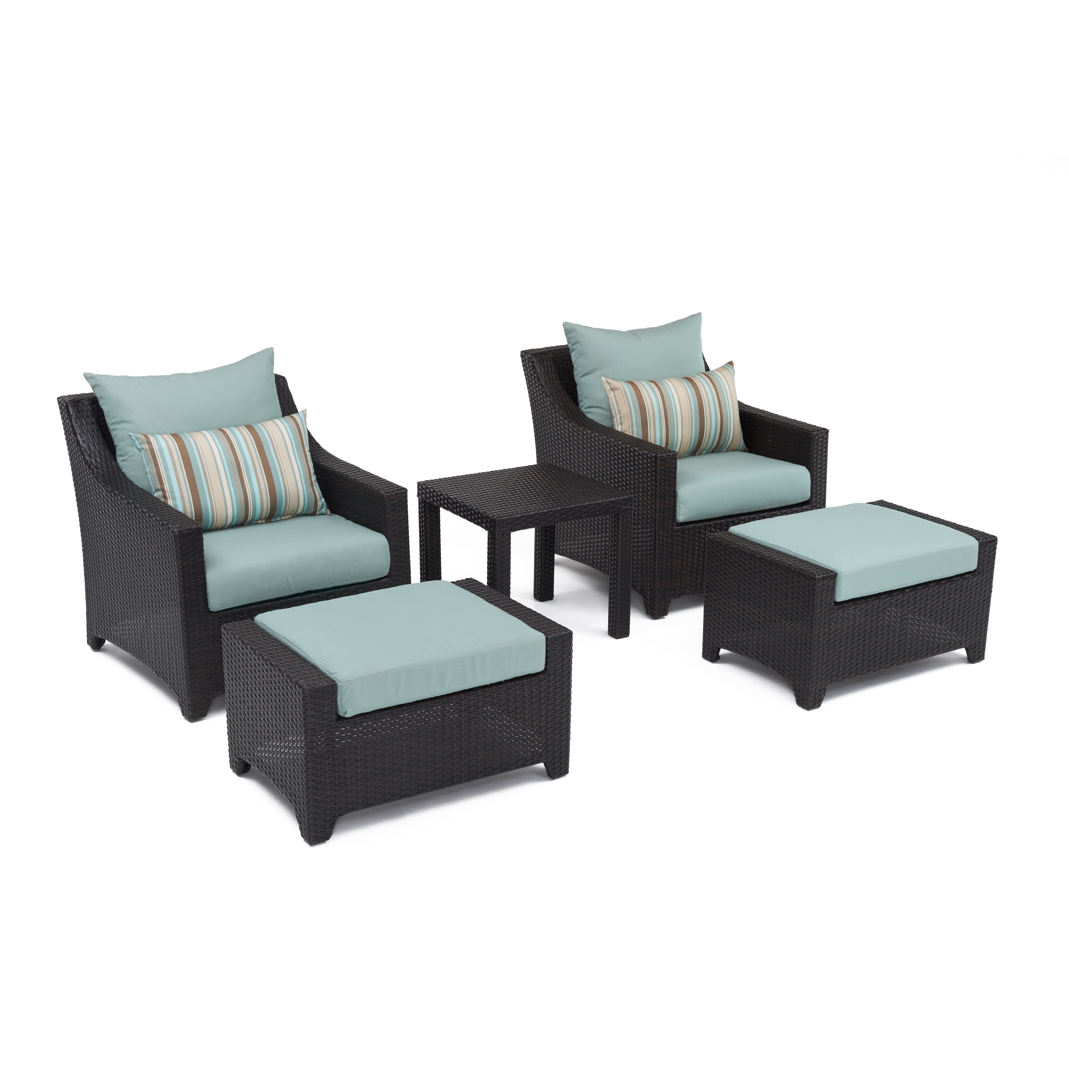 Rst Brands Rst Outdoor Bliss 5 piece Club Chairs And Ottomans Patio Furniture Set Blue Size 5 Piece Sets